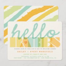 Moderne typografie Hallo baby's Tweeling Sip & See