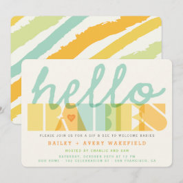 Moderne typografie Hallo baby's Twins Sip & See Kaart