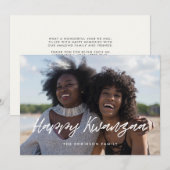 Moderne typografie Happy Kwanzaa foto Feestdagenkaart (Voorkant / Achterkant)