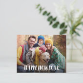 Moderne Typografie Happy New Year Foto Briefkaart (Staand voorkant)