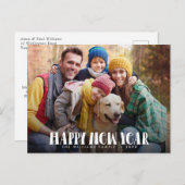 Moderne Typografie Happy New Year Foto Briefkaart (Voorkant / Achterkant)