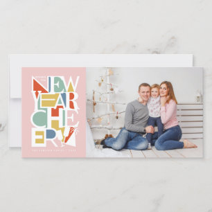 Moderne Typografie Happy New Year-fotokaart Feestdagenkaart
