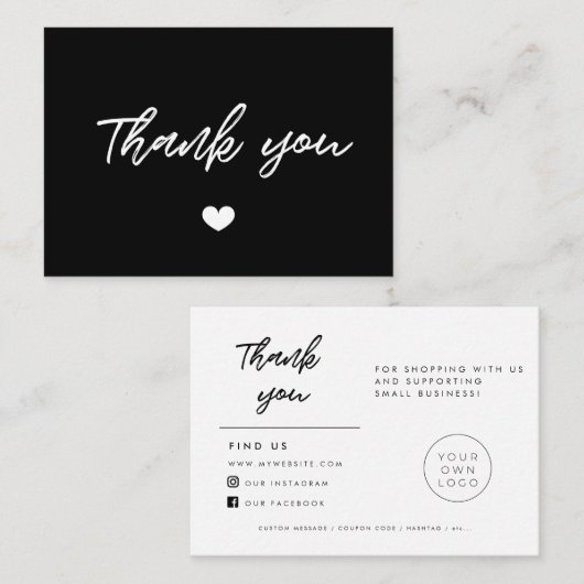 Moderne typografie Hartelijk dank voor de bijsluit Visitekaartje (Voorkant / Achterkant)