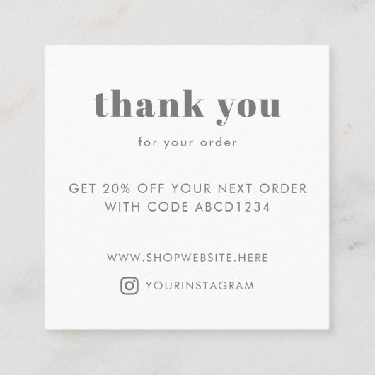 Moderne typografie Hartelijk dank voor kleine bedr Kortingskaartje (Achterkant)