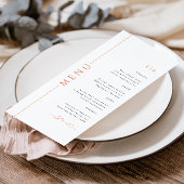 Moderne Typografie Helder Sinaasappel Wedding Menu
