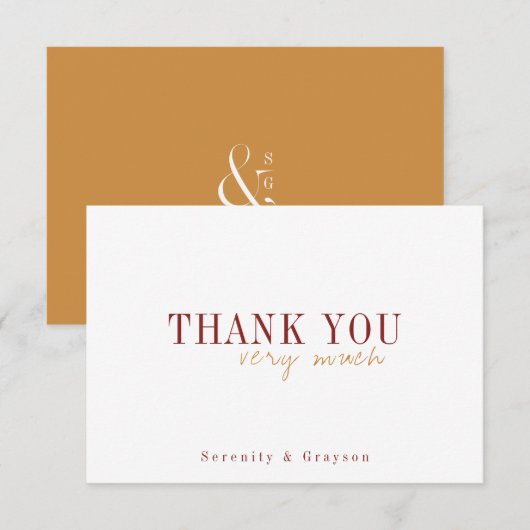 Moderne typografie herfst bruiloft bedankt (Voorkant / Achterkant)
