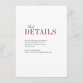 Moderne typografie herfst bruiloft met detailkaart informatiekaartje