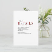 Moderne typografie herfst bruiloft met detailkaart informatiekaartje (Staand voorkant)
