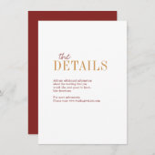 Moderne typografie herfst bruiloft met detailkaart informatiekaartje (Voorkant / Achterkant)