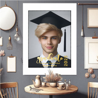 Moderne Typografie High School Afstuderen Pet Foto Folie Afdrukken