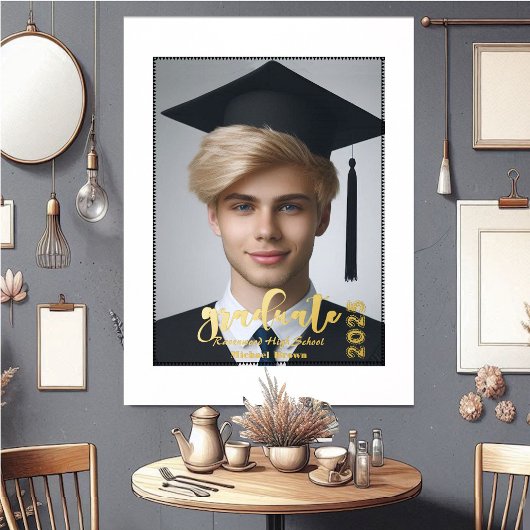 Moderne Typografie High School Afstuderen Pet Foto Folie Afdrukken