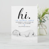 Moderne Typografie "Hoi". Foto geboorteaankondigin Aankondiging (Staand voorkant)