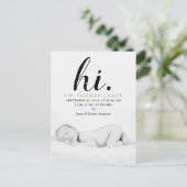 Moderne Typografie "Hoi". Foto geboorteaankondigin Aankondigingskaart (Staand voorkant)