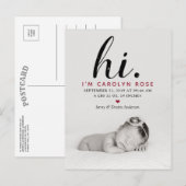 Moderne Typografie "Hoi". Foto geboorteaankondigin Aankondigingskaart (Voorkant / Achterkant)