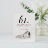 Moderne Typografie "Hoi". Foto geboorteaankondigin Aankondigingskaart (Staand voorkant)