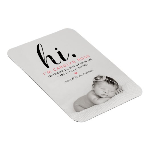 Moderne Typografie "Hoi". Foto geboorteaankondigin Magneet (Rechterzijde)