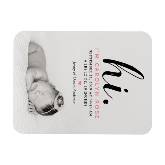 Moderne Typografie "Hoi". Foto geboorteaankondigin Magneet (Horizontaal)