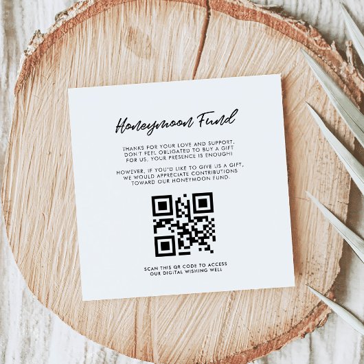 Moderne typografie Honeymoon code QR Informatiekaartje