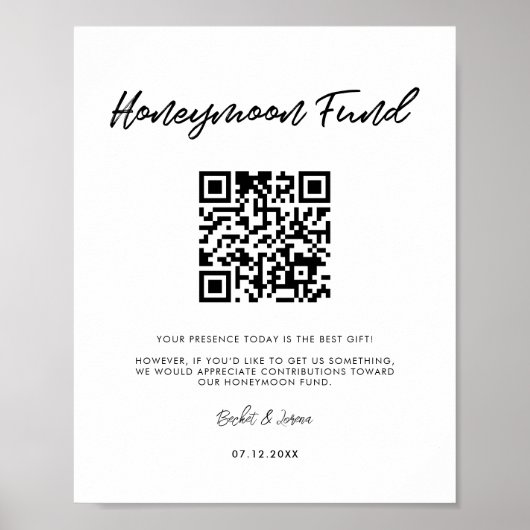 Moderne typografie Honeymoon code QR Poster (Voorkant)