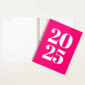 Moderne typografie hot pink custom year monogram planner (Display)