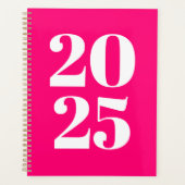 Moderne typografie hot pink custom year monogram planner (Voorkant)