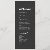 Moderne typografie | Houtskool grijs bruiloft prog Programmakaart (Voorkant)