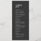 Moderne typografie | Houtskool grijs bruiloft prog Programmakaart (Achterkant)