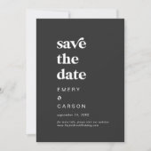 Moderne typografie | Houtskool Grijs Save the Date (Voorkant)