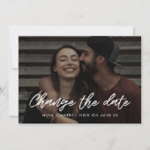 Moderne typografie huwelijk datum wijzigen aankondiging (Voorkant)