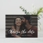 Moderne typografie huwelijk datum wijzigen aankondiging (Staand voorkant)