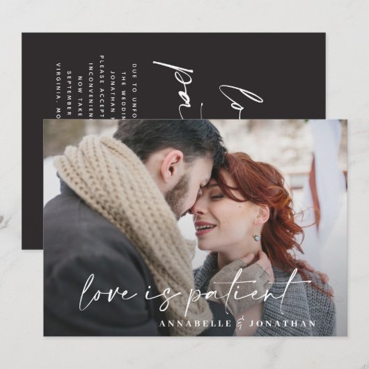 Moderne typografie huwelijk uitgesteld save the da date (Voorkant / Achterkant)