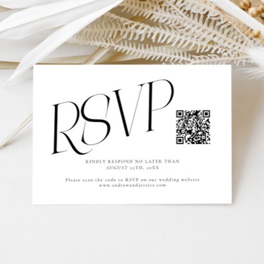 Moderne typografie Huwelijks QR-code RSVP Kaartje