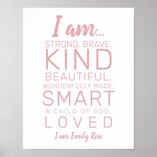 Moderne typografie, ik ben gek, Brave Pink Nursery Poster (Voorkant)