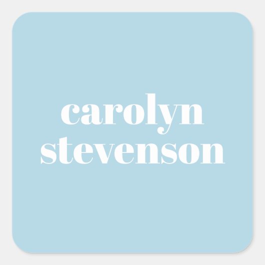 Moderne Typografie in Blauw Persoonlijke Naam Vierkante Sticker (Voorkant)