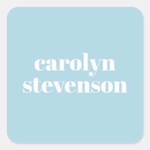 Moderne typografie in blauwe gepersonaliseerde naa vierkante sticker