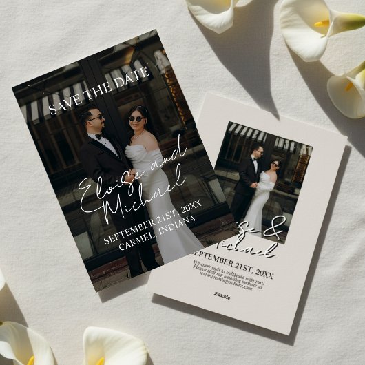 Moderne typografie in editoriaal script Sla de dat Folie Uitnodiging