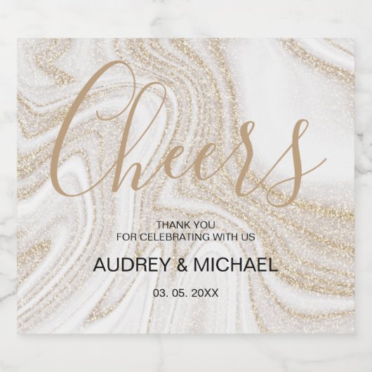 moderne typografie in marmer en goud sparkling wijnetiket (Enkel label)