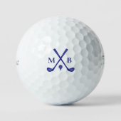 Moderne typografie Initialen Monogram Elegant Blau Golfballen (Voorkant)