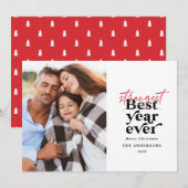 Moderne typografie is het grootste jaar ooit feestdagenkaart (Voorkant / Achterkant)