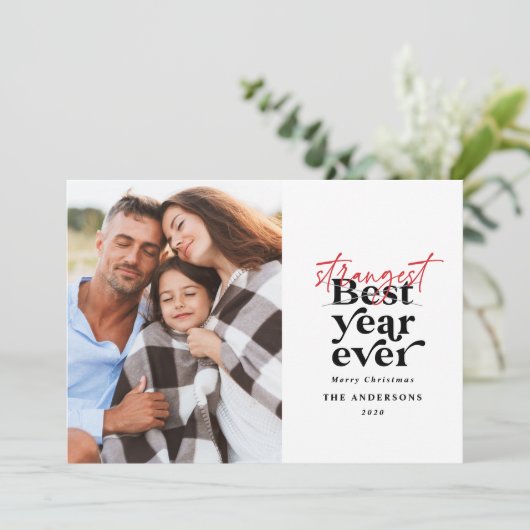 Moderne typografie is het grootste jaar ooit feestdagenkaart (Staand voorkant)