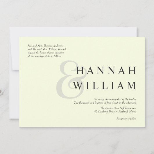Moderne Typografie Ivory Wedding Invitations Kaart (Voorkant)