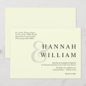 Moderne Typografie Ivory Wedding Invitations Kaart (Voorkant / Achterkant)