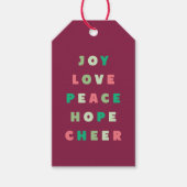 Moderne typografie Joy Love Peace Hope Kerstmis Cadeaulabel (Voorkant)