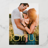 Moderne Typografie JOYFUL Christmas Gold Folie Feestdagenkaart (Voorkant)