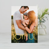 Moderne Typografie JOYFUL Christmas Gold Folie Feestdagenkaart (Staand Voorkant)