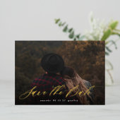 Moderne Typografie-kalligrafie Foto opslaan Datum Folie Uitnodiging (Staand Voorkant)