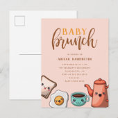 Moderne typografie Kawaii Baby Brunch Uitnodiging Briefkaart (Voorkant / Achterkant)