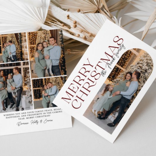 Moderne Typografie Kerst Boog Foto Feestdagenkaart