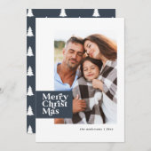 Moderne typografie kerst elegante foto feestdagenkaart (Voorkant / Achterkant)