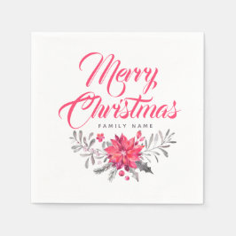Moderne typografie Kerst en Floral Bouquet Servet